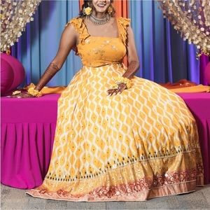 Beautiful yellow lengha for pithi